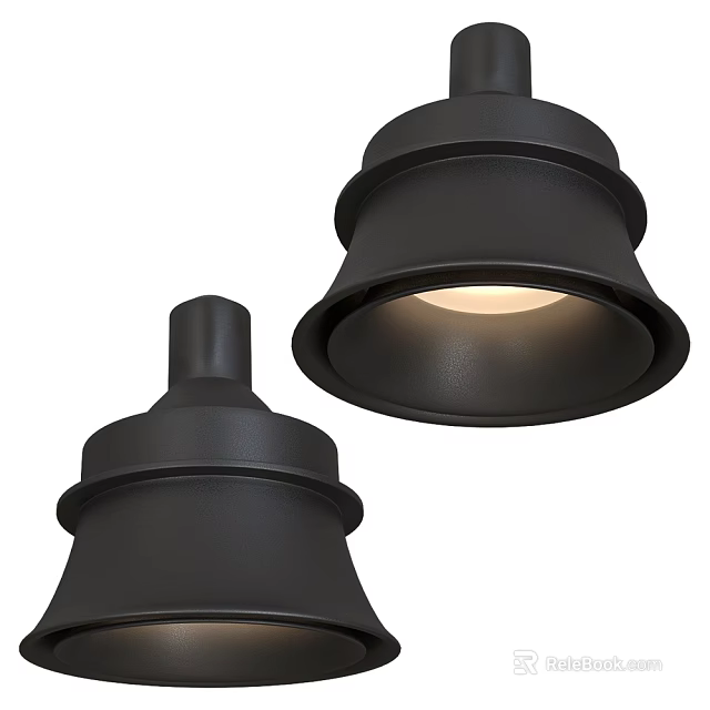 Modern Black Chandelier Design With Conical Metal Shade And Warm Lighting For Home Interior Decor 3d model 