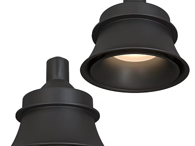 Modern Black Chandelier Design With Conical Metal Shade And Warm Lighting For Home Interior Decor 3d model