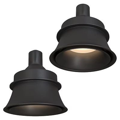 Modern Black Chandelier Design With Conical Metal Shade And Warm Lighting For Home Interior Decor 3d model