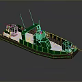 Green Patrol Boat With Modern Design Antennas Equipment Interior Lighting And Black Hull Section