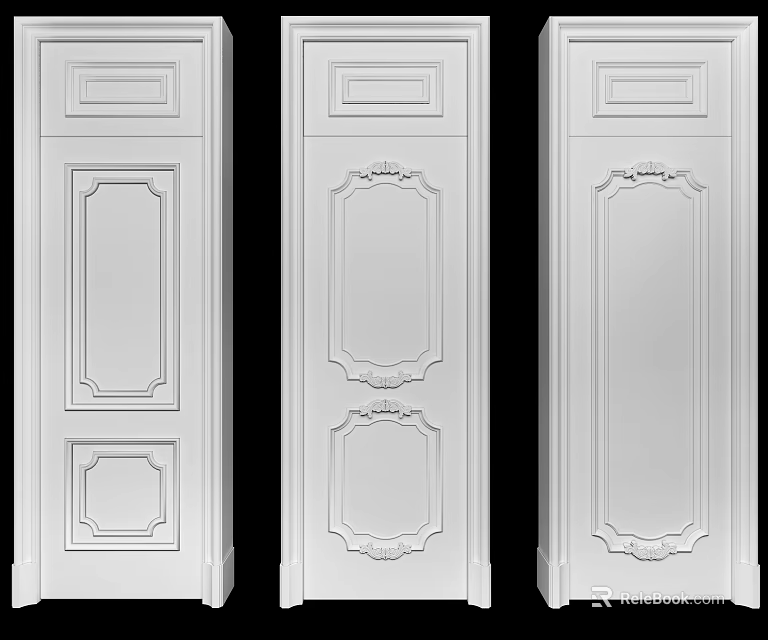 White Swing Doors With Various Decorative Panel Designs For Home Interior 3d model 