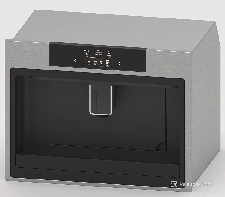 Modern Stainless Steel Kitchen Appliance with Digital Control Panel and Built-in Water Dispenser Design 3d model 