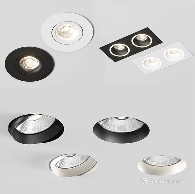 Modern Downlights And Spotlights In Black And White Designs For Home Interior 3d model 
