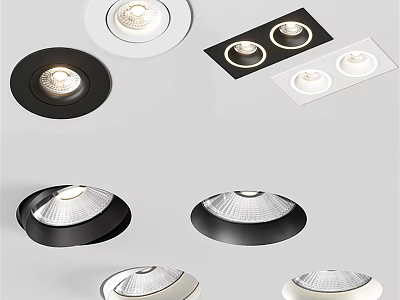 Modern Downlights And Spotlights In Black And White Designs For Home Interior 3d model