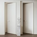 Modern White Swing Door Design For Home Interior With Sleek Handle And Frame 3d model