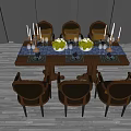 Elegant Dining Table Set With Six Chairs Floral Centerpieces And Candles