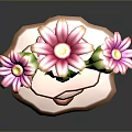Green Cactus with Pink and Red Flowers on Orange Layered Stone Base