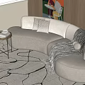 Modern curved sofa multi-person sofa side several pictures 3d model