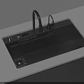 Modern Black Kitchen Sink With Integrated Faucet And Control Panel On White Countertop
