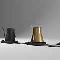 Modern Electric Kettles in Gold and Black with Base and Power Cord for Daily Use Design