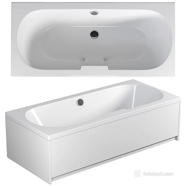 Sleek Modern White Bathtub Design With Built In Structure And Smooth Surface 3d model 