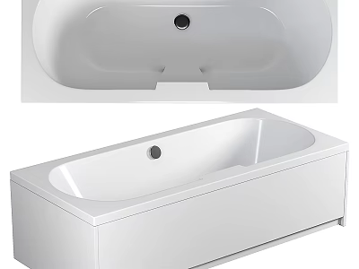 Sleek Modern White Bathtub Design With Built In Structure And Smooth Surface 3d model