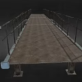 Industrial Staircase Design With Metal Railings Wooden Steps And Support Columns