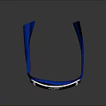 Blue And Silver Ninja Headband With Leaf Symbol And Metal Rivets Design