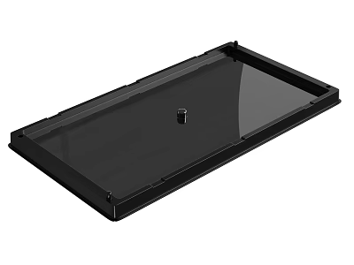Black Rectangular Tray With Smooth Surface And Central Circular Knob Design 3d model