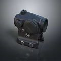 Black Tactical Scope With Adjustment Knobs And Mounting Base For Shooting 3d model