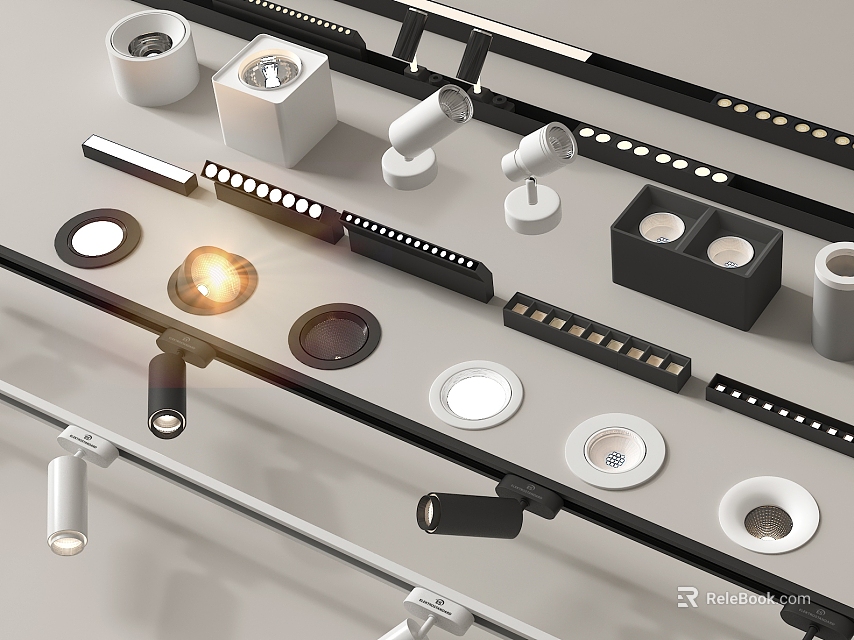 Modern Downlights and Spotlights With Various Styles And Colors For Home Interior Lighting 3d model 