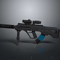 Tactical Assault Rifle With Scope Suppressor And Blue Magazine Modern Military Firearm Design
