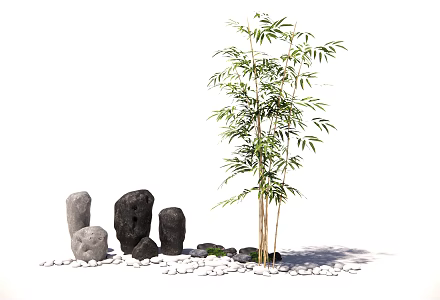 New Chinese landscape sketch bamboo landscape sketch 3d model