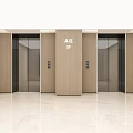 Modern Elevator Lobby Design With Glass Doors Wooden Panels And Polished Floor