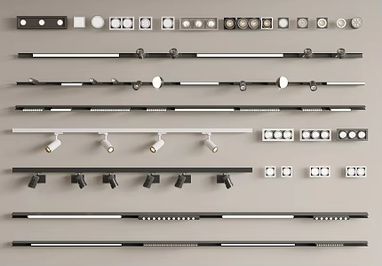 Modern spotlight downlight rail light 3d model