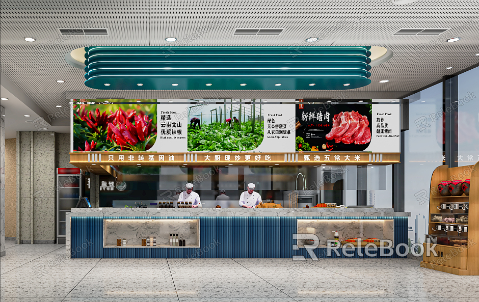 Modern Restaurant, Fast Food Restaurant, Door Head, snack Bar, Bright Bar, Breakfast Shop, Dining Table and Chair, Bar Counter model