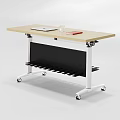 Mobile Stackable Conference Table with Light Wood Top Black Panel and Wheels 3d model