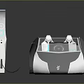 Futuristic Electric Concept Car With Sleek Design Charging Station And Blue Interior Lights