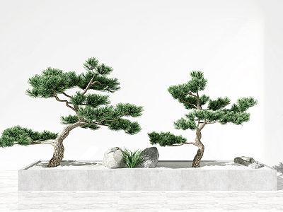 New Chinese landscape sketch potted plant 3d model