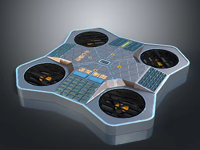 Advanced Spacecraft Landing Platform With Thrusters Solar Panels And Control Panel 3d model