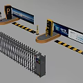 Public Facility Parking Entrance With Automatic Gate Barrier Display Screen And Railing