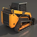 Yellow Tracked Skid Steer Loader With Front Bucket And Safety Cab Design