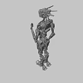 Game Movie Character Mechanical Robot Featuring Complex Metal Structure Detailed Joint Design And Headlight