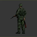 Game and Movie Military Characters in Camouflage Uniforms with Gear and Firearms Talking