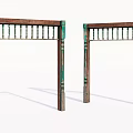 Vintage Wooden Door Arch With Green Decorative Pillars And Classic Design Elements