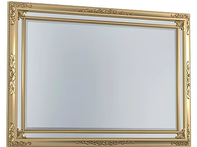 Ornate Gold Framed Decorative Mirror with Intricate Carvings and Classic Design 3d model