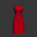 Elegant Spaghetti Straps Red Dress with Waist Belt and Slim Fit Design