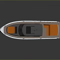 Modern Gray and Orange Motorboat with Sleek Deck and Cabin Design