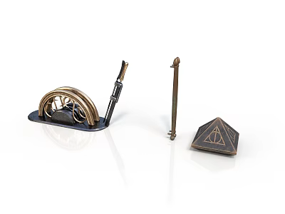 Modern Sculpture Carving Art With Metal Geometric Shapes And Decorative Details 3d model