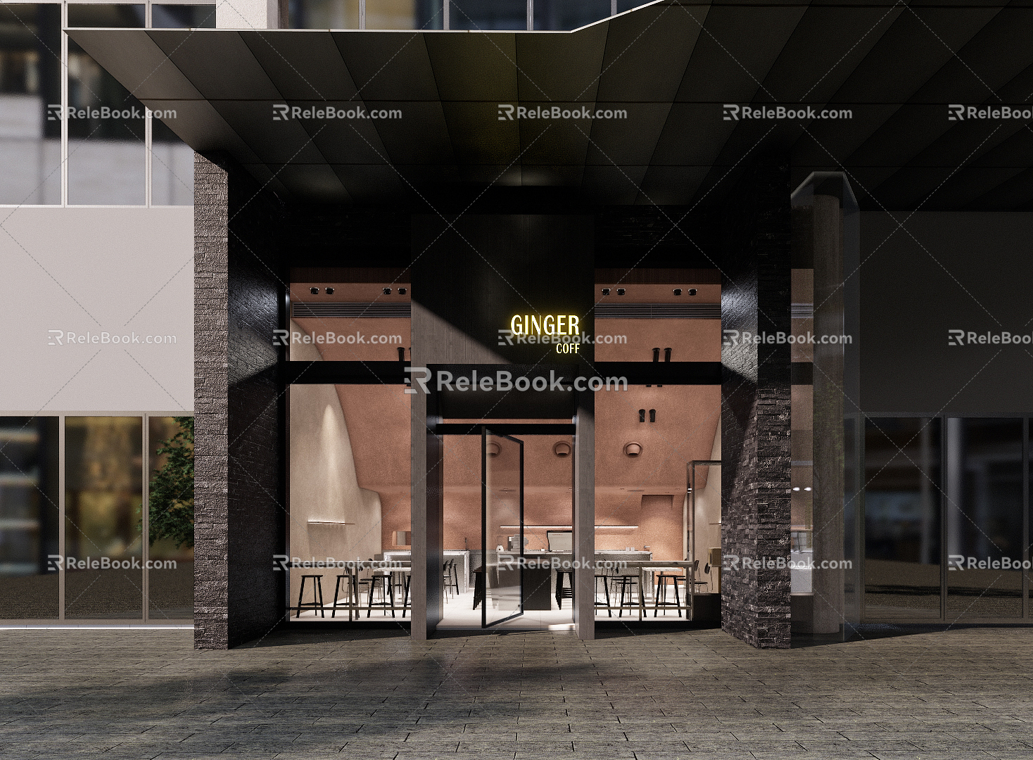 Modern coffee shop 3d model