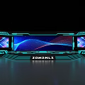 ZONZMLZ Stage with Large Screen Neon Blue Purple Wave Patterns and Futuristic Lighting