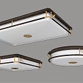 Modern Flush Mount Ceiling Light With Square Round Shapes Metal Frame And White Lampshade 3d model