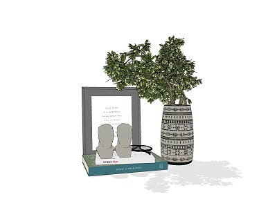 Modern Ornaments Combination Green Plant Book Photo Frame Decoration 3d model