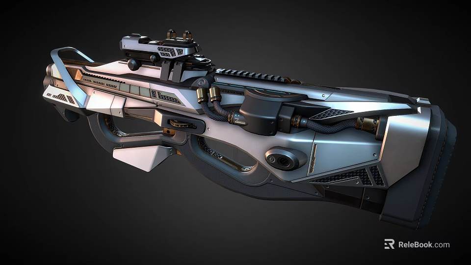 3D Rendered Futuristic Weapon With Mechanical Structure Scope Metallic Texture And Detailed Design 3d model 
