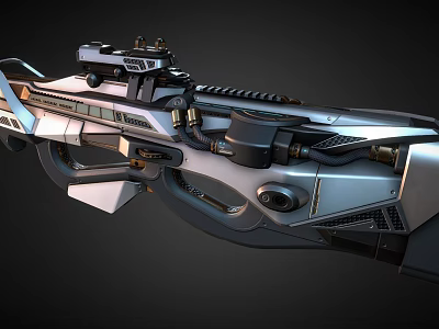 3D Rendered Futuristic Weapon With Mechanical Structure Scope Metallic Texture And Detailed Design 3d model