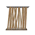 Natural Bamboo Poles Arranged Vertically Against White Background in Decorative Pattern