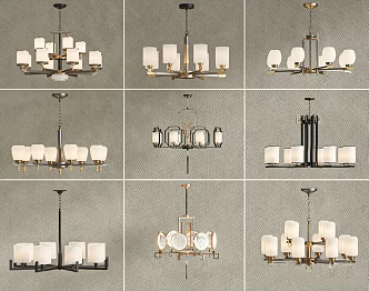 New Chinese Style Living Room Chandelier Combination Art Chandelier Long Strip Chandelier Chinese Style Chandelier New Chinese Style Dining Room Lamp Living Room Lamp Study Lamp 3d model