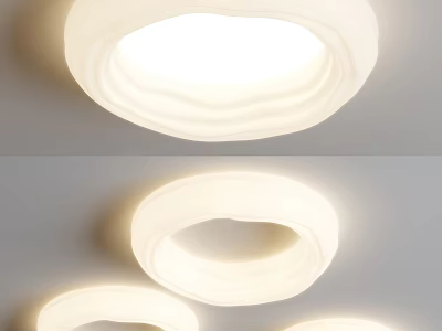 Modern White Round Ceiling Lights With Wave Design And Soft Glow 3d model