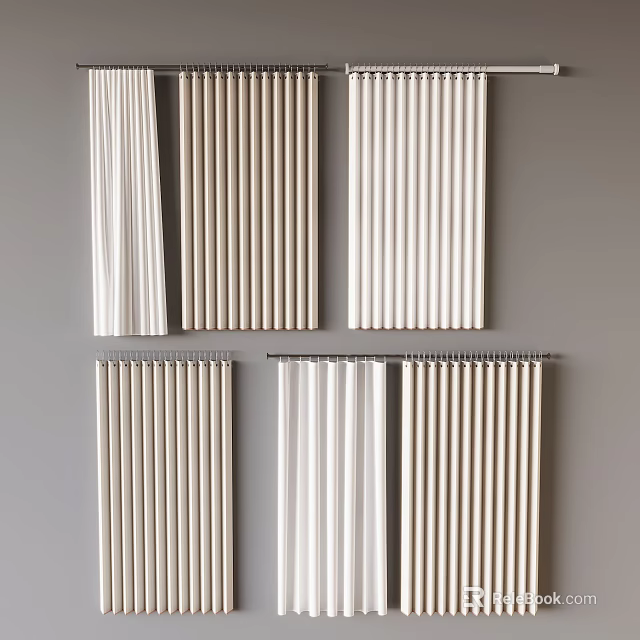 Various Types Of Window Blinds In Different Styles For Home Decor 3d model 