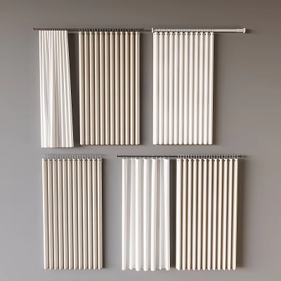 Various Types Of Window Blinds In Different Styles For Home Decor 3d model